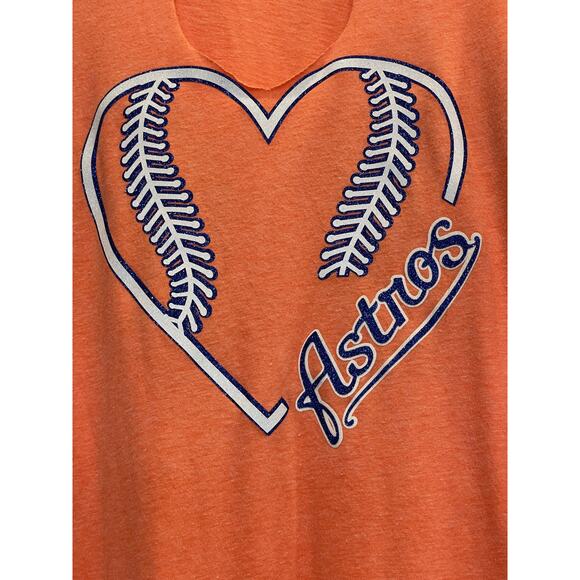 Bella + Canvas ladies heart Houston Astros v neck t-shirt L - Picture 1 of 10